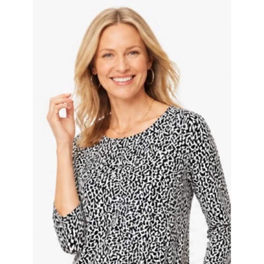J. Jill Black White Mini Dress Pockets Casual Stretch Shift Small